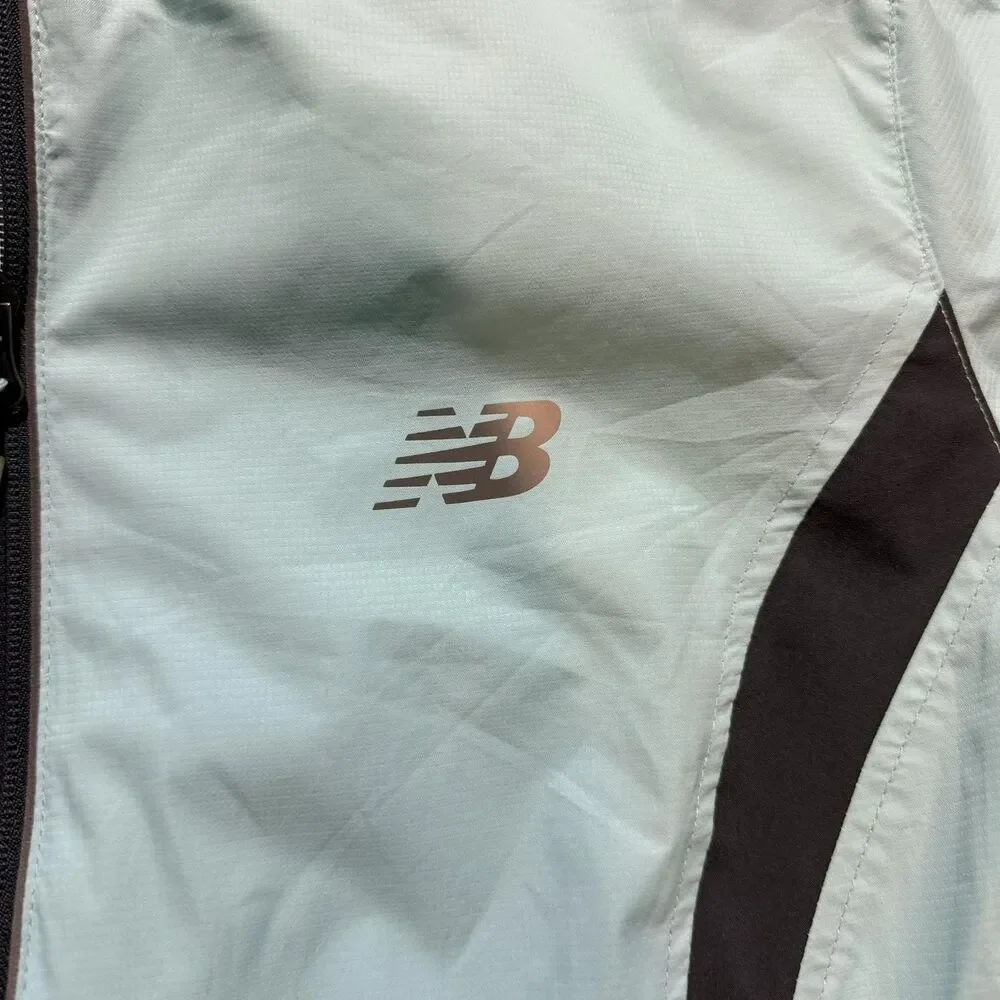 New Balance Jacket Womens Large Blue Colorblock Full Zip Running Windbreaker